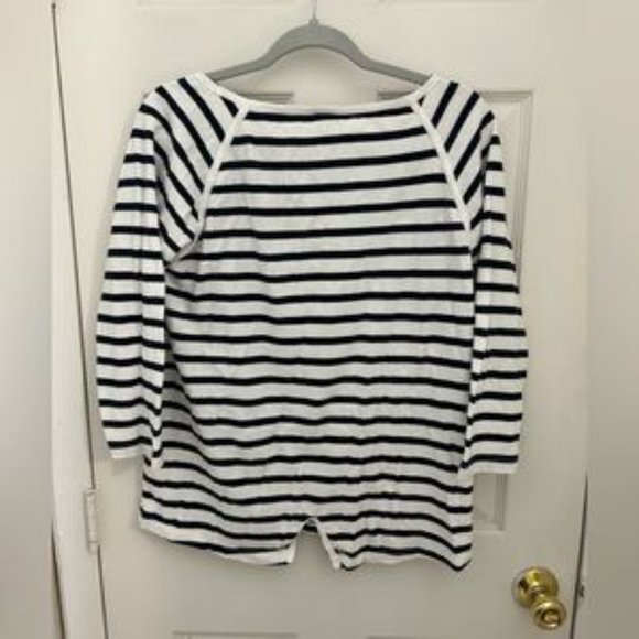 The Black Dog Striped Long Sleeve Top Navy Blue and White Nautical Cape